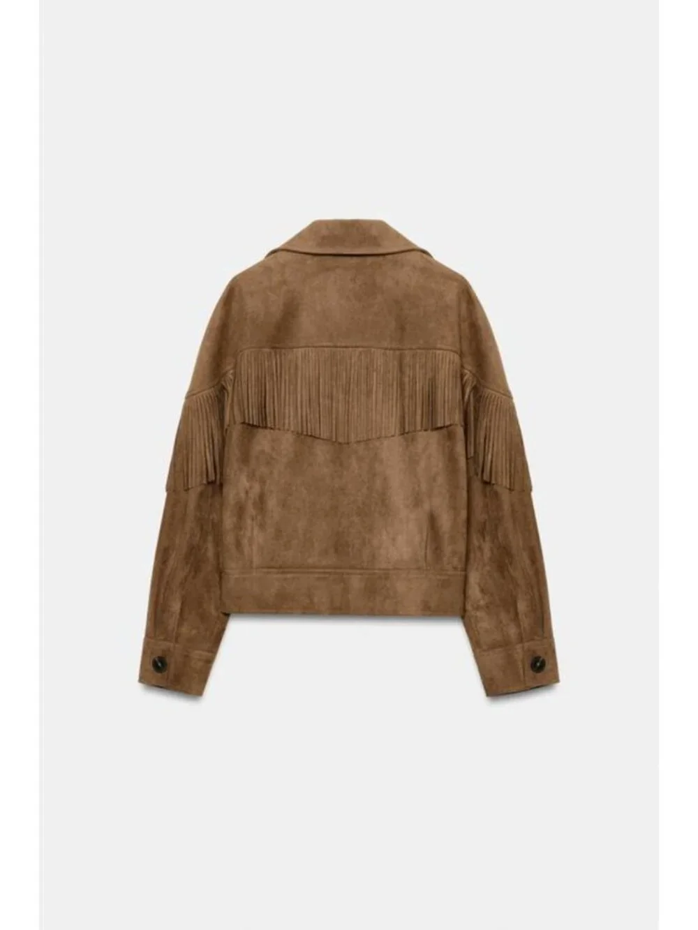 ZARA FRINGED FAUX SUEDE JACKET - Picture 4 of 5
